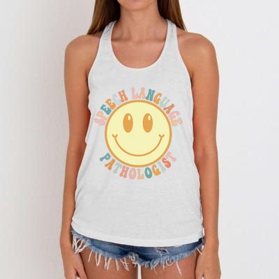 Speech Therapy Speech Language Pathologist Therapist Retro Women's Knotted Racerback Tank