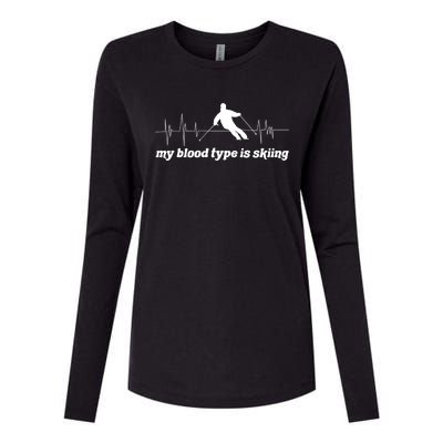 Ski Trip Skiing Heartbeat Gift Womens Cotton Relaxed Long Sleeve T-Shirt