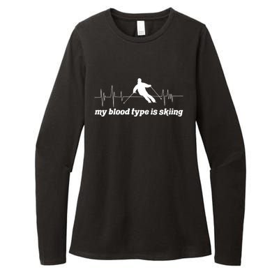 Ski Trip Skiing Heartbeat Gift Womens CVC Long Sleeve Shirt