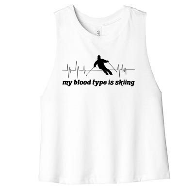 Ski Trip Skiing Heartbeat Gift Women's Racerback Cropped Tank