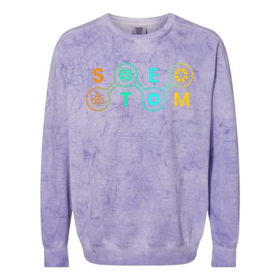 Stem Teacher Science Technology Engineering Math Colorblast Crewneck Sweatshirt