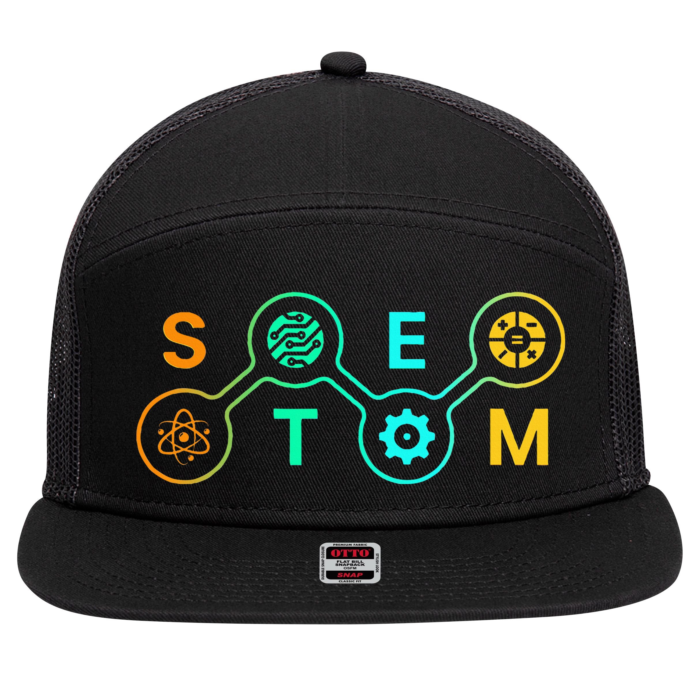 Stem Teacher Science Technology Engineering Math 7 Panel Mesh Trucker Snapback Hat