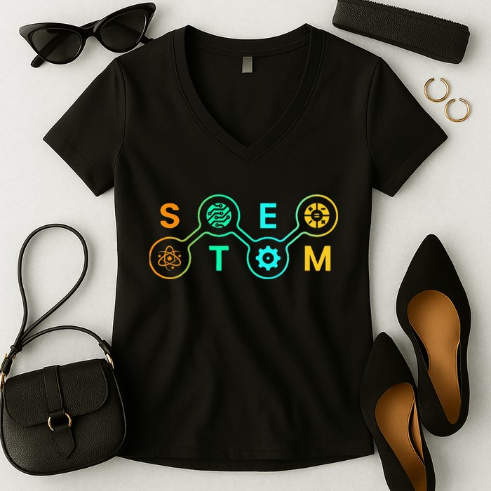 Stem Teacher Science Technology Engineering Math Women's V-Neck T-Shirt