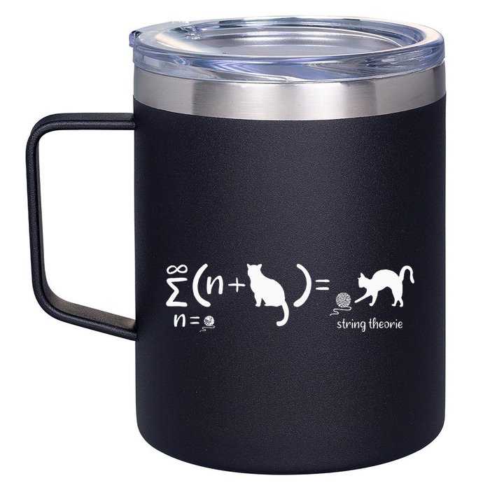 String Theory Science Nerd Physics Cat 12oz Stainless Steel Coffee Mug