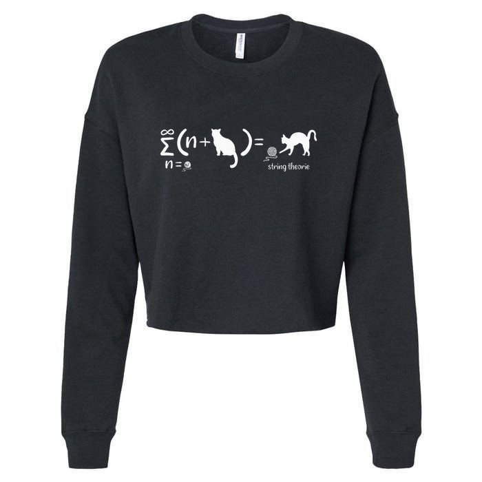 String Theory Science Nerd Physics Cat Cropped Pullover Crew
