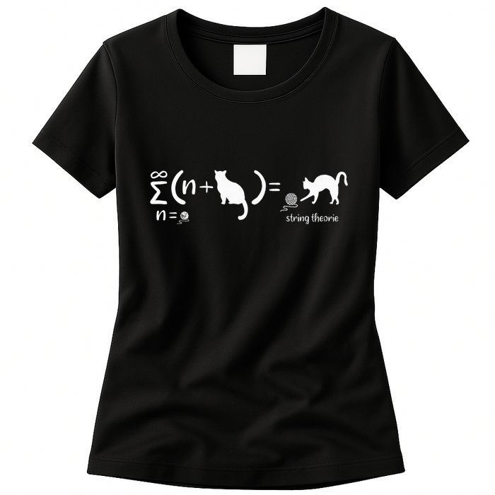 String Theory Science Nerd Physics Cat Womens T-Shirt