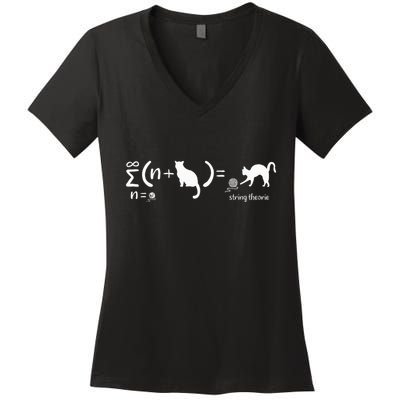 String Theory Science Nerd Physics Cat Women's V-Neck T-Shirt