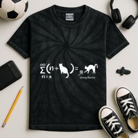 String Theory Science Nerd Physics Cat Kids Tie-Dye T-Shirt