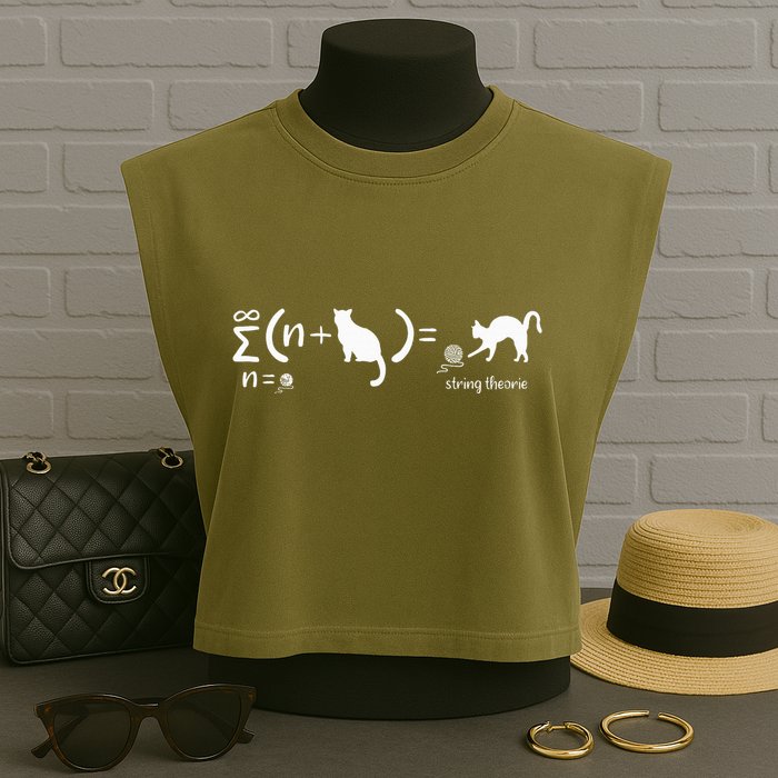 String Theory Science Nerd Physics Cat Garment-Dyed Women's Muscle Tee