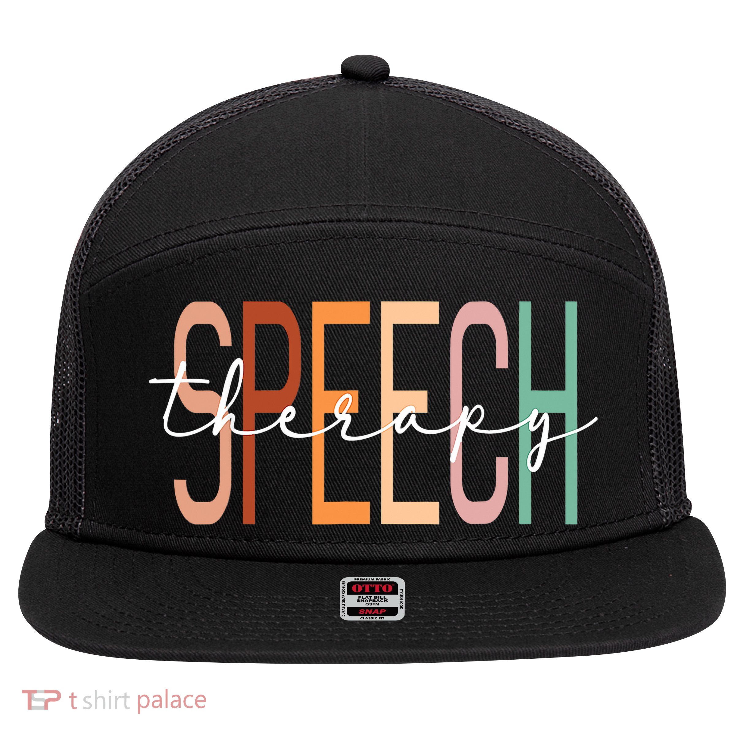 Speech Therapy Speech Language Pathologist Therapist 7 Panel Mesh Trucker Snapback Hat