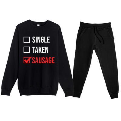 Single Taken Sausage Checklist Sausage Gift Premium Crewneck Sweatsuit Set