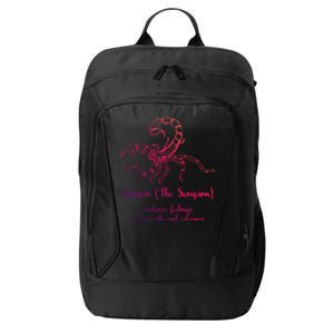 Scorpio The Scorpion Astrology Zodiac Sign Funny Facts Gift City Backpack