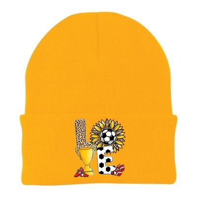 Soccer T Shirts, Love Soccer Leopard Sunflower Sports Ball Valentine Plus Size Knit Cap Winter Beanie