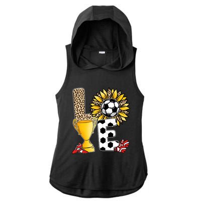 Soccer T Shirts, Love Soccer Leopard Sunflower Sports Ball Valentine Plus Size Ladies PosiCharge Tri-Blend Wicking Draft Hoodie Tank