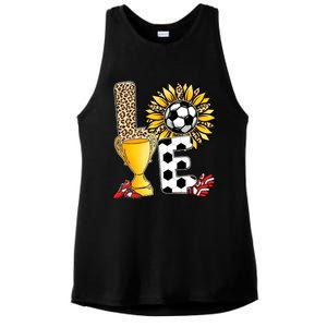 Soccer T Shirts, Love Soccer Leopard Sunflower Sports Ball Valentine Plus Size Ladies PosiCharge Tri-Blend Wicking Tank