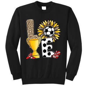 Soccer T Shirts, Love Soccer Leopard Sunflower Sports Ball Valentine Plus Size Sweatshirt