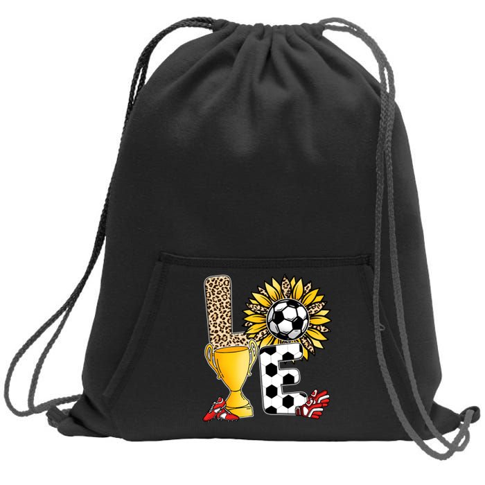 Soccer T Shirts, Love Soccer Leopard Sunflower Sports Ball Valentine Plus Size Sweatshirt Cinch Pack Bag