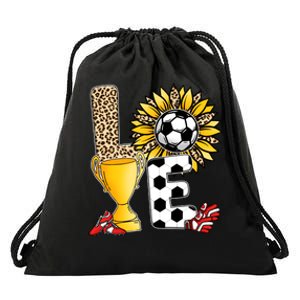 Soccer T Shirts, Love Soccer Leopard Sunflower Sports Ball Valentine Plus Size Drawstring Bag