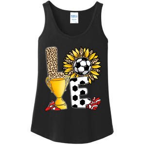 Soccer T Shirts, Love Soccer Leopard Sunflower Sports Ball Valentine Plus Size Ladies Essential Tank