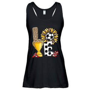 Soccer T Shirts, Love Soccer Leopard Sunflower Sports Ball Valentine Plus Size Ladies Essential Flowy Tank