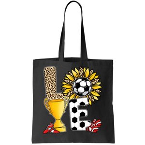 Soccer T Shirts, Love Soccer Leopard Sunflower Sports Ball Valentine Plus Size Tote Bag