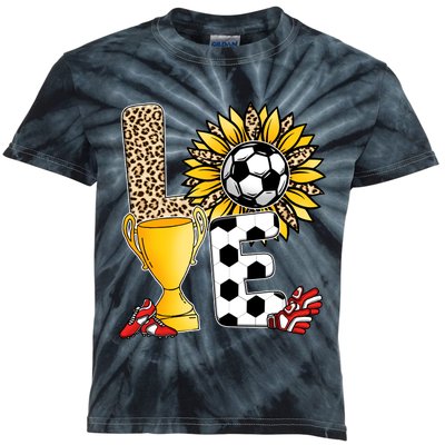 Soccer T Shirts, Love Soccer Leopard Sunflower Sports Ball Valentine Plus Size Kids Tie-Dye T-Shirt