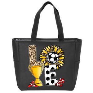 Soccer T Shirts, Love Soccer Leopard Sunflower Sports Ball Valentine Plus Size Zip Tote Bag