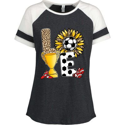 Soccer T Shirts, Love Soccer Leopard Sunflower Sports Ball Valentine Plus Size Enza Ladies Jersey Colorblock Tee