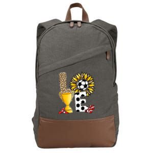 Soccer T Shirts, Love Soccer Leopard Sunflower Sports Ball Valentine Plus Size Cotton Canvas Backpack