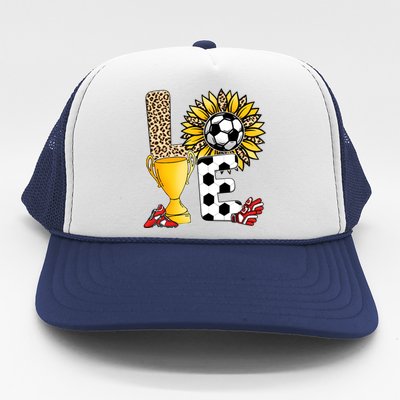 Soccer T Shirts, Love Soccer Leopard Sunflower Sports Ball Valentine Plus Size Trucker Hat