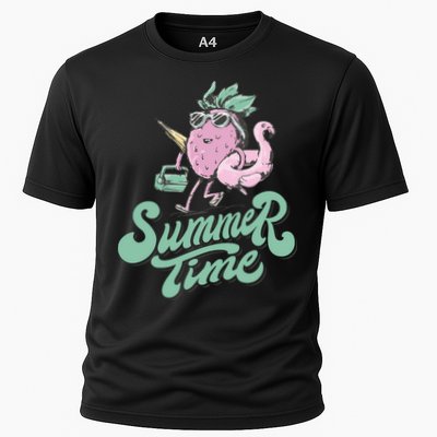 Summer Time Strawberry Retro Beach Performance Shirt