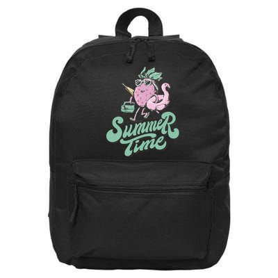 Summer Time Strawberry Retro Beach 16 in Basic Backpack