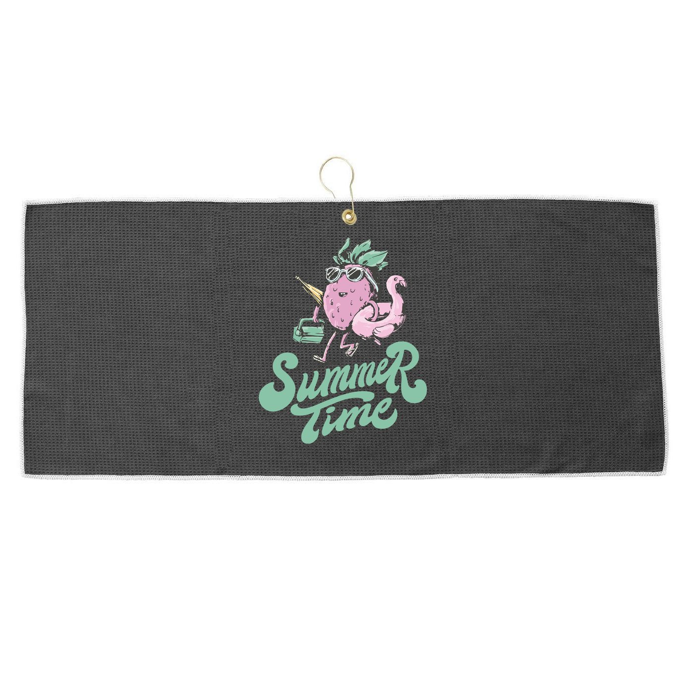 Summer Time Strawberry Retro Beach Large Microfiber Waffle Golf Towel