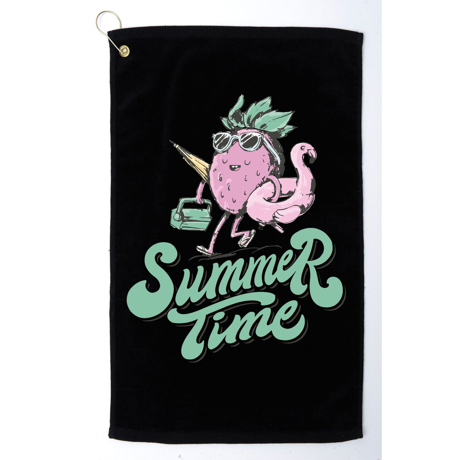 Summer Time Strawberry Retro Beach Golf Towel