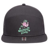 Summer Time Strawberry Retro Beach 7 Panel Mesh Trucker Snapback Hat
