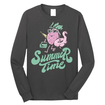 Summer Time Strawberry Retro Beach Long Sleeve Shirt