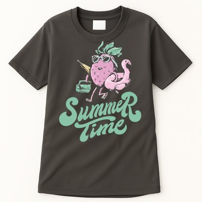 Summer Time Strawberry Retro Beach Tall T-Shirt