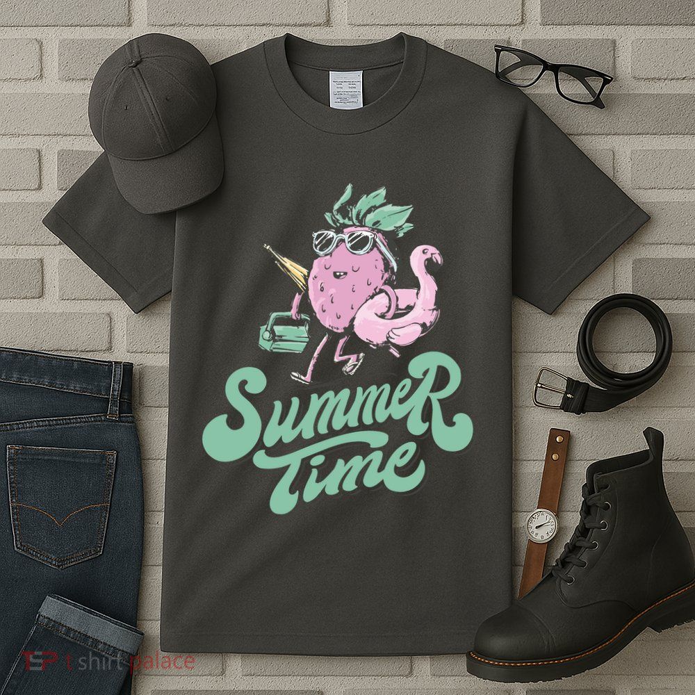 Summer Time Strawberry Retro Beach Tall T-Shirt