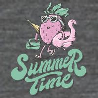 Summer Time Strawberry Retro Beach Flatbill Hat