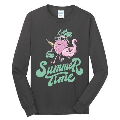 Summer Time Strawberry Retro Beach Tall Long Sleeve T-Shirt