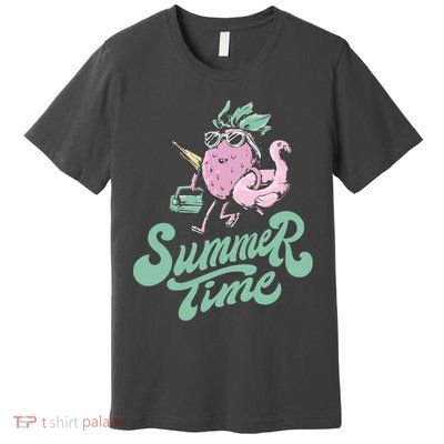 Summer Time Strawberry Retro Beach Premium T-Shirt
