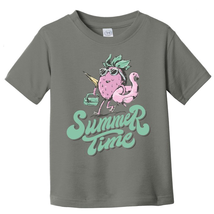 Summer Time Strawberry Retro Beach Toddler T-Shirt