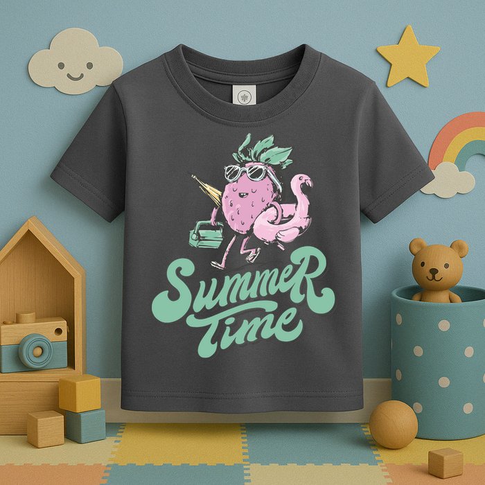 Summer Time Strawberry Retro Beach Toddler T-Shirt