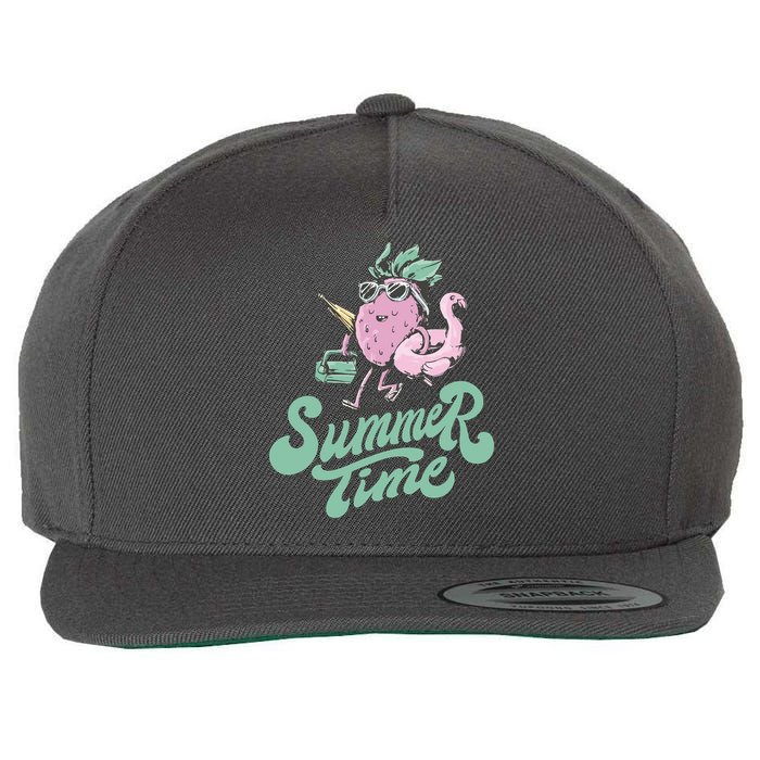 Summer Time Strawberry Retro Beach Wool Snapback Cap