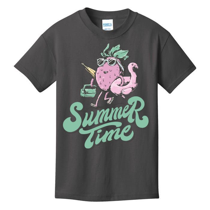 Summer Time Strawberry Retro Beach Kids T-Shirt