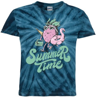 Summer Time Strawberry Retro Beach Kids Tie-Dye T-Shirt