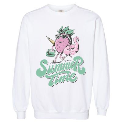 Summer Time Strawberry Retro Beach Garment-Dyed Sweatshirt