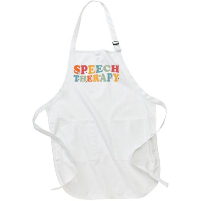 Speech Therapy Speech Language Therapy Pathologist Retro SLP Full-Length Apron With Pockets