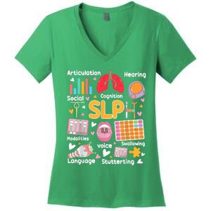 Speech Therapy Speech Language Pathologist Therapist SLP Women's V-Neck T-Shirt