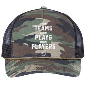 Special Teams Special Plays Special Players Funny Sketch Retro Rope Trucker Hat Cap